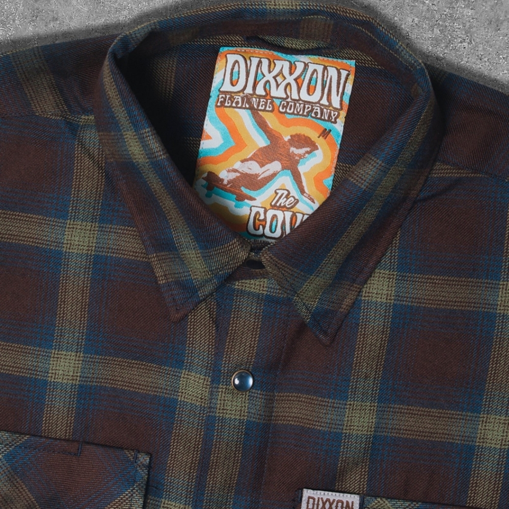 DIXXON Brown Green Blue Plaid Casual Button-Down Shirt